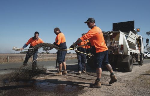 city of ballarat staff working on road renewal