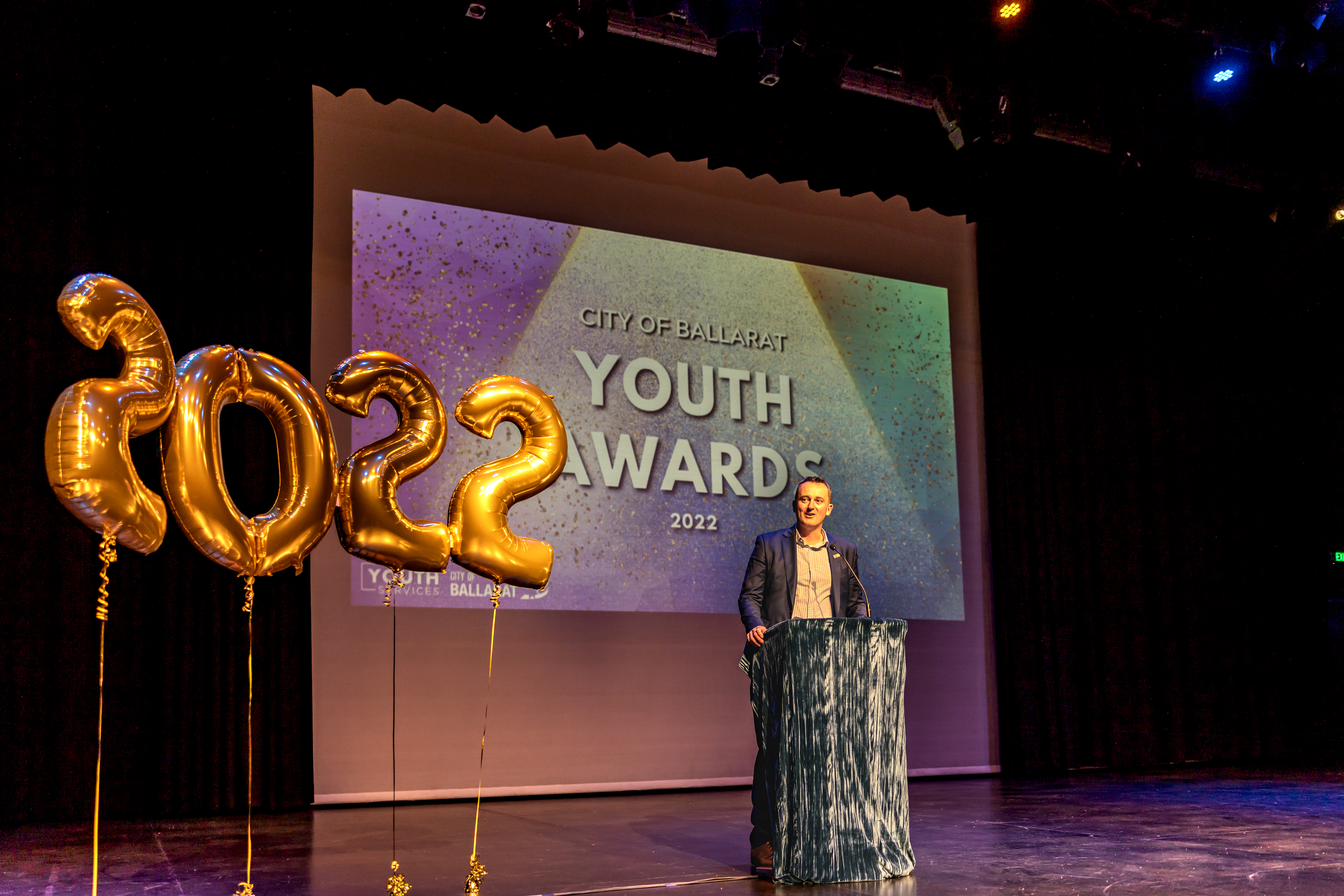 Mayor of Ballarat Cr Daniel Moloney speaking at City of Ballarat Youth Awards