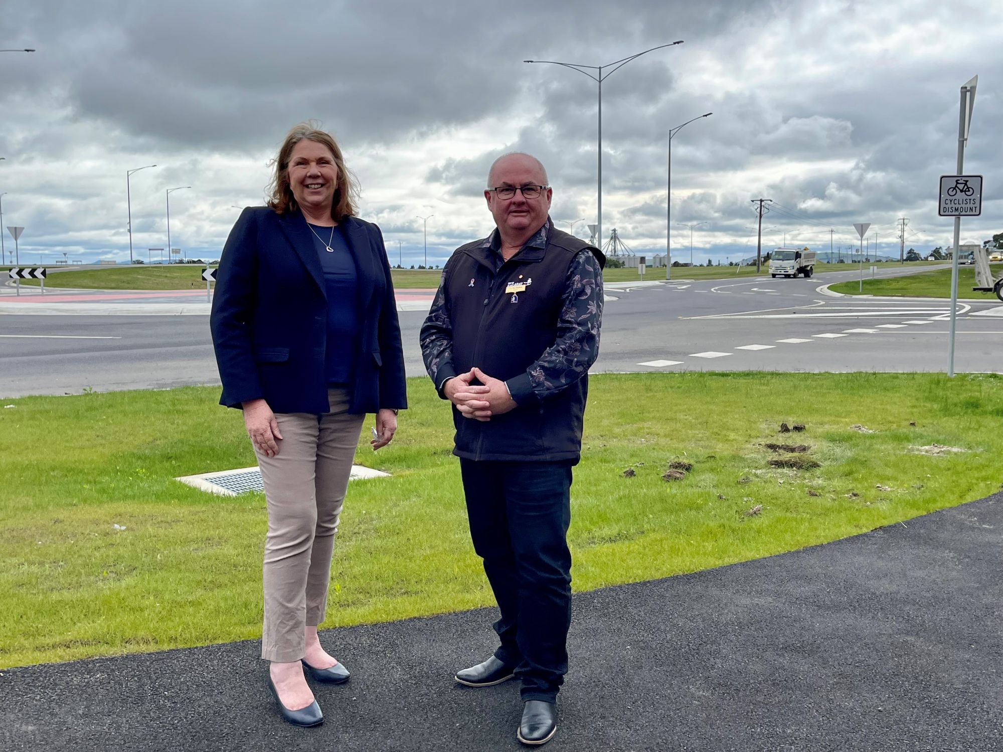 Generic image of Catherine King and Mayor Des Hudson at Ring Road and Gregory Street roundabout