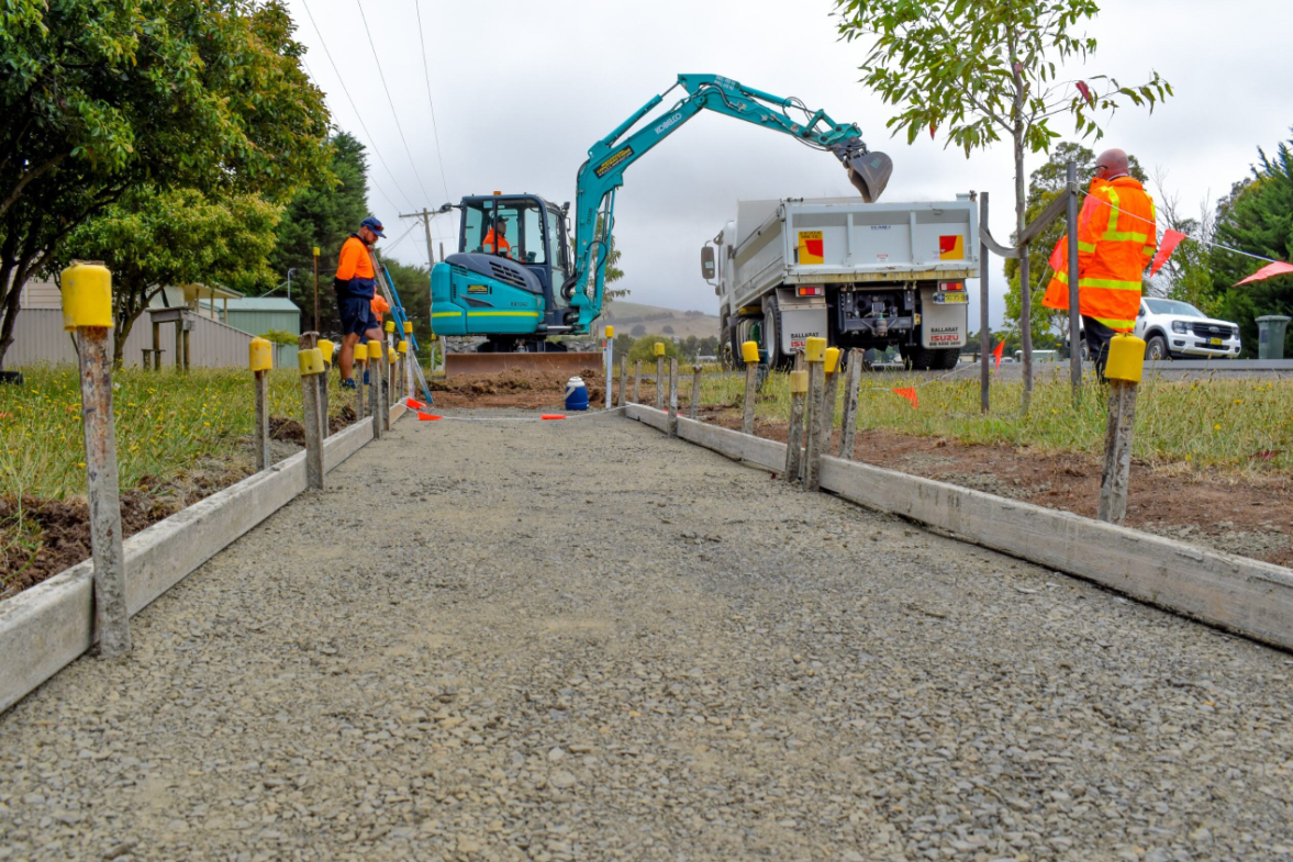 Footpath being constructed