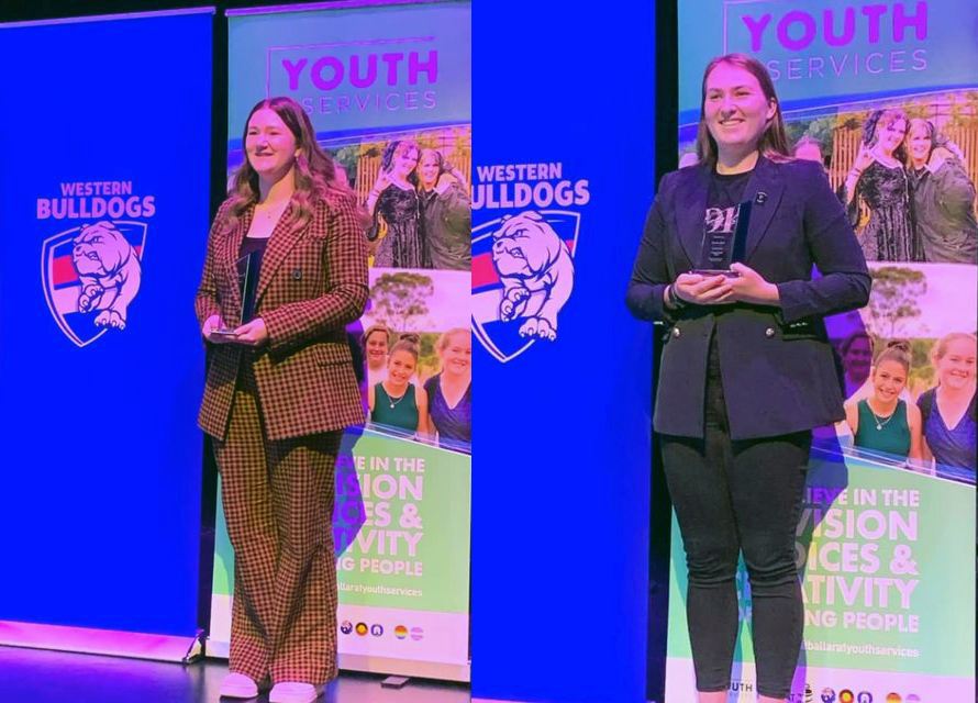 Amy Hobbs and Gemma Gale at Friday night's awards ceremony