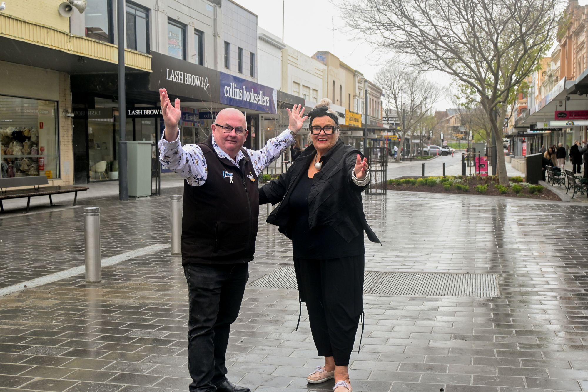 City of Ballarat Mayor Cr Des Hudson and Bridge Mall Business Association President Wendy McLachlan