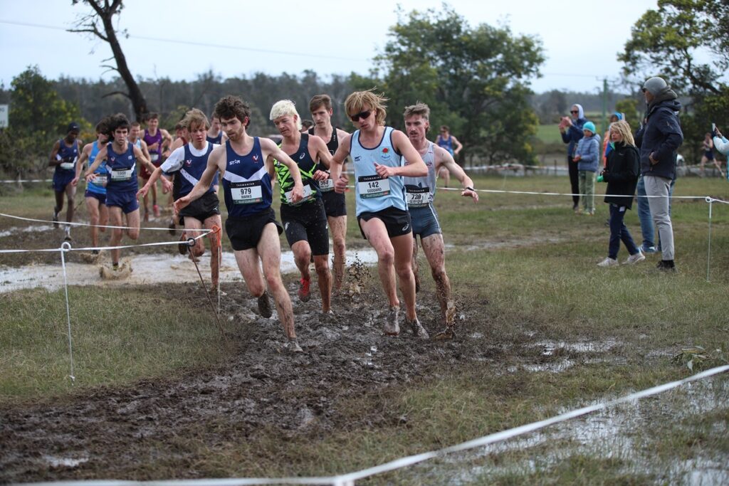 Kids running in cross-country event