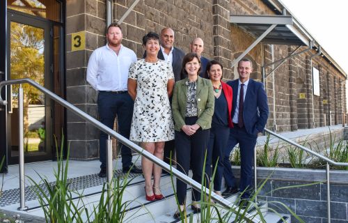 Generic photo Ballarat Station Precinct with attendees of the official opening 