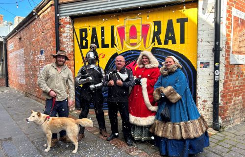 Ballarat Winter Festival launch with Ballarat Mayor, Cr Des Hudson representatives from Ballarat Wildlife, Kryal Castle and Sovereign Hill.