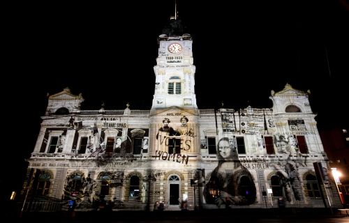 Ballarat Town Hall illuminated with White Night projections in 2019