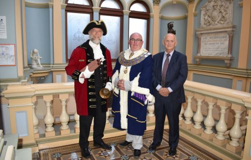Generic image of City of Ballarat Mayor and Deputy Mayor with Town Crier at 2023 24 Mayoral Election
