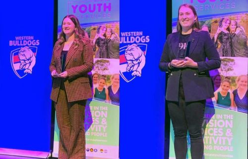 Amy Hobbs and Gemma Gale at Friday night's awards ceremony