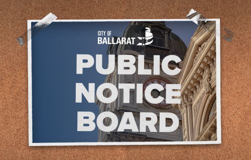 the words public notice board on a poster and pinned to a corkboard