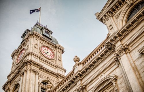 Close up photo of Town Hall clock