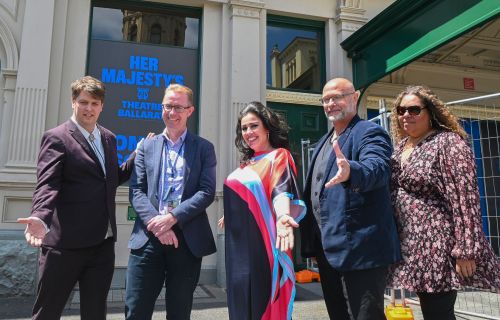 'Resurgence' music director Sam Boon, City of Ballarat CEO Evan King, performers Stella Angelico, Jason Wasley, and deborahN.