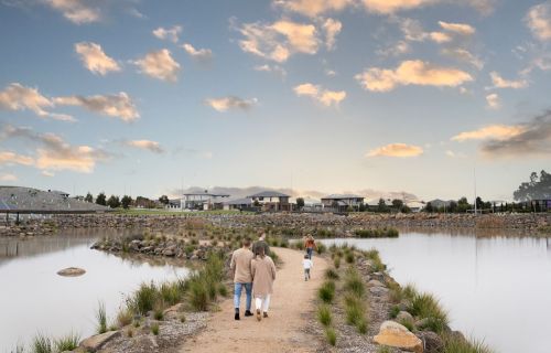 image of new suburb pathway and open space