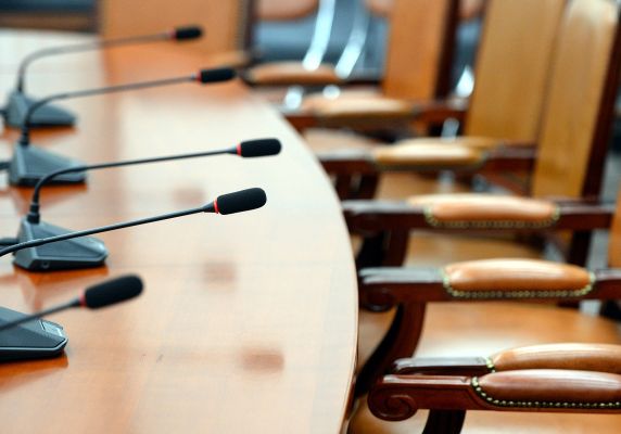 Close up microphone in council chambers