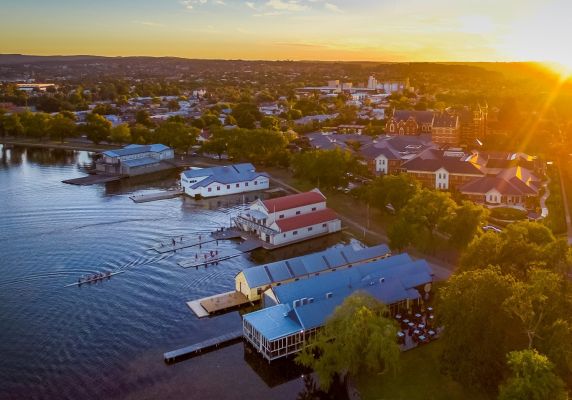 Aerial image of Lake Wendouree looking over Ballarat suburbs