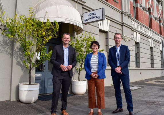 Generic photo group of people in front of the Provincial Hotel 