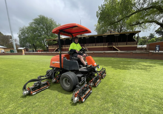 Experienced Groundsperson Jeremy Collier at Eastern Oval.