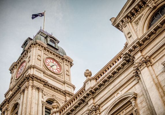 Close up photo of Town Hall clock