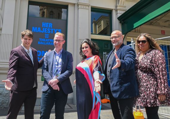 'Resurgence' music director Sam Boon, City of Ballarat CEO Evan King, performers Stella Angelico, Jason Wasley, and deborahN.