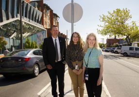 Cr Moloney, Katerina Lau (Deakin Medi Student) and Clare Wells from BHS. 