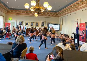 Children doing traditional dance as part of NAIDOC week event at Town Hall