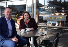 Mayor of Ballarat Cr Daniel Moloney with Juliana Addison MP at L'Espresso