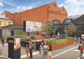 An artist's impression of a future screen at Alfred Deakin Place