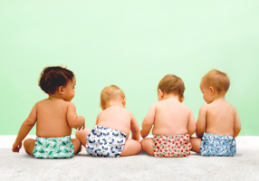 Babies with reusable nappies