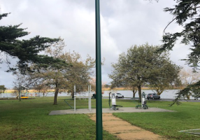 A light pole without a light on top at Lake Wendouree 