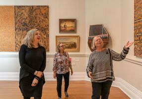 Art Gallery of Ballarat Director Louise Tegart with volunteer guides Kathie Ensor and Fiona Tonkin.