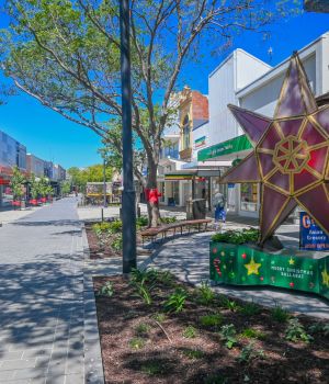 A large Christmas star decoration in the revitalised Bridge Mall